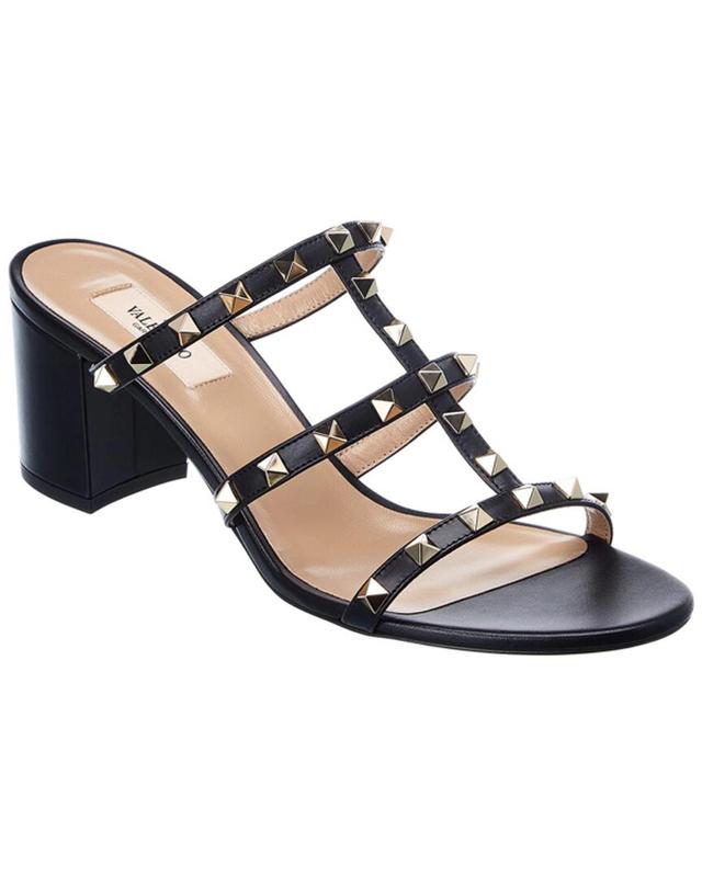 Valentino Rockstud Caged 60 Leather Sandal In Black Product Image