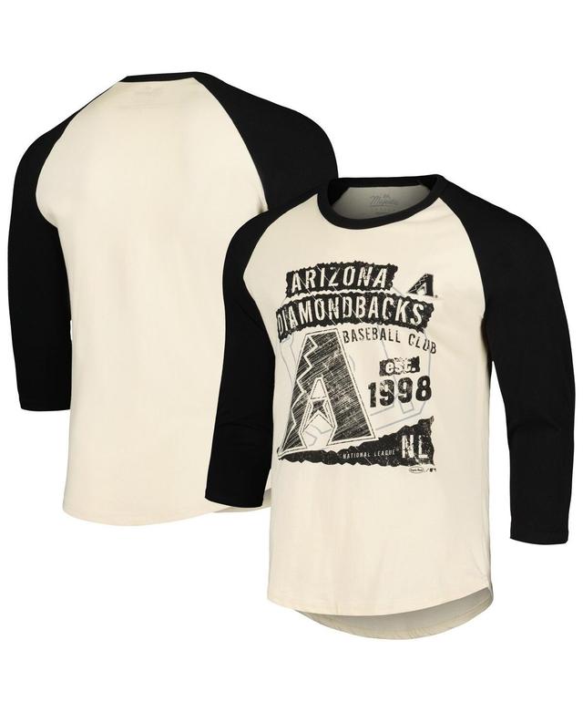 Majestic Mens Cream Arizona Diamondbacks Raglan 3/4-Sleeve T-Shirt - Cream, Black Product Image