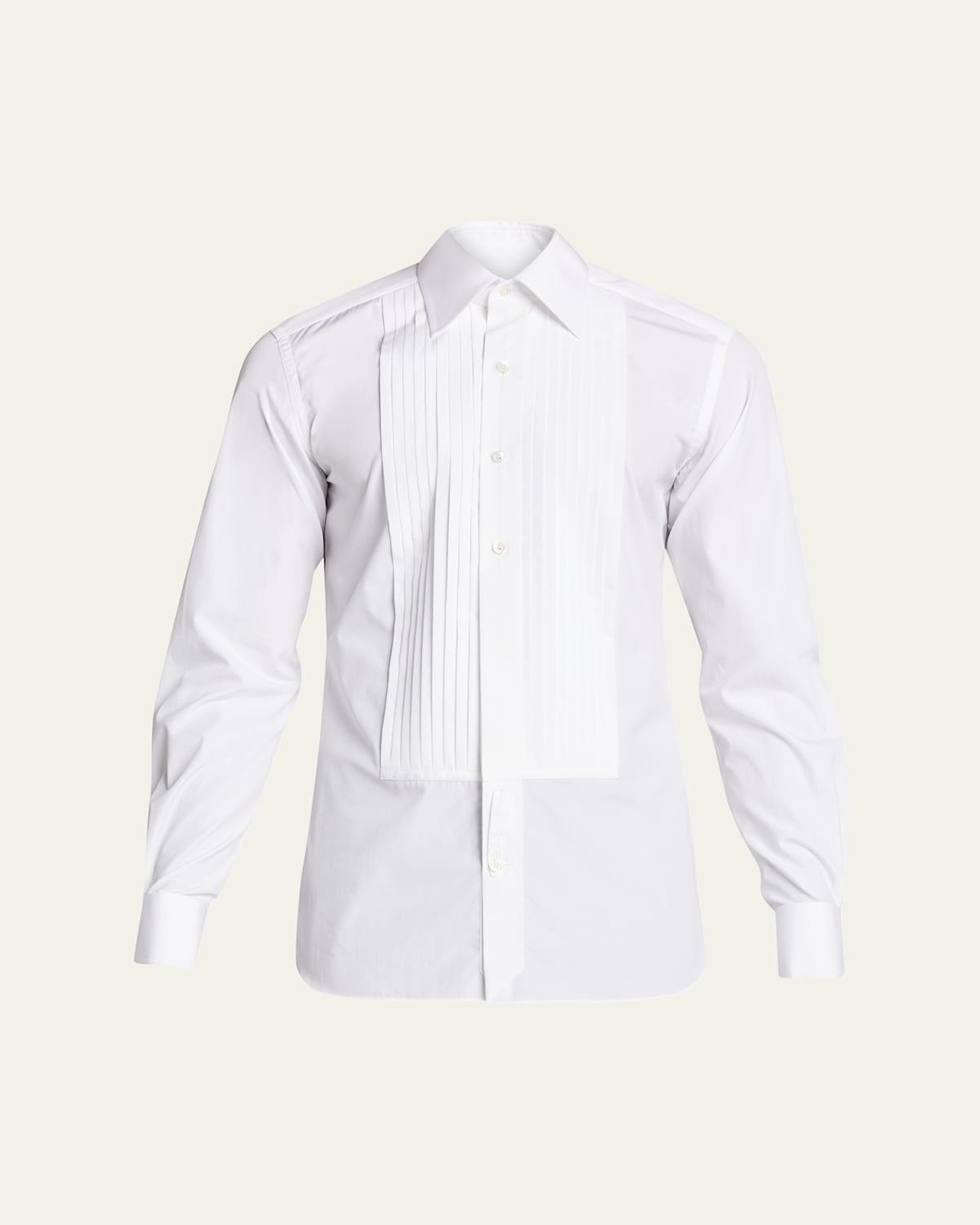 TOM FORD Men's Plisse Plastron Tuxedo Shirt  - WHITE - Size: 43 EU (17 US) Product Image