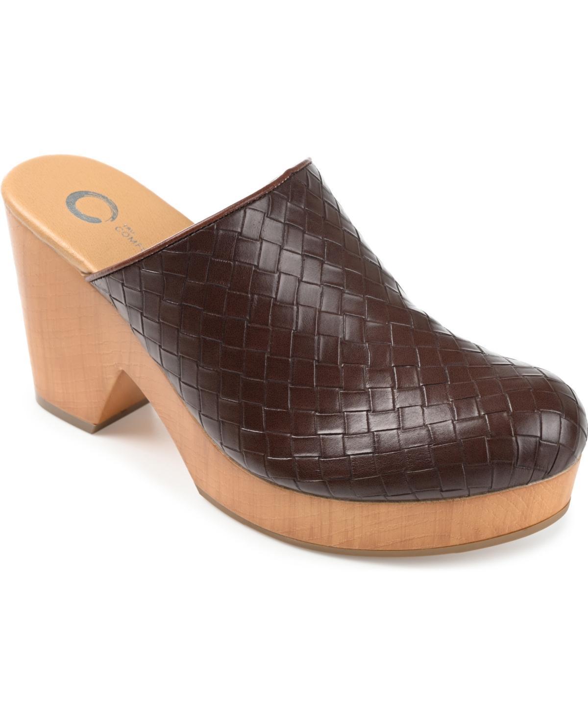 Journee Collection Womens Kelsy Woven Heeled Platform Clogs Product Image