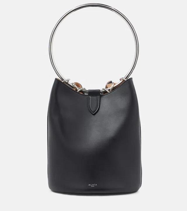 ALAÏA Ring Medium Black Leather Bucket Bag Product Image