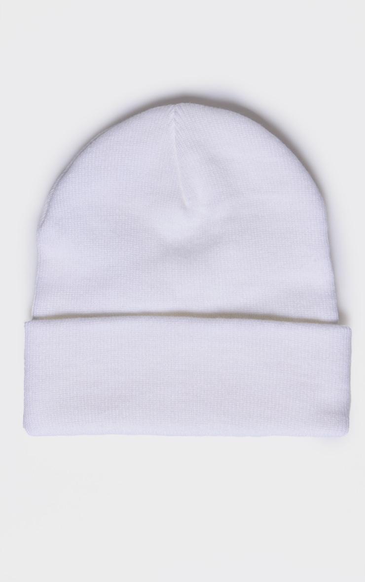 White Knitted Beanie Product Image