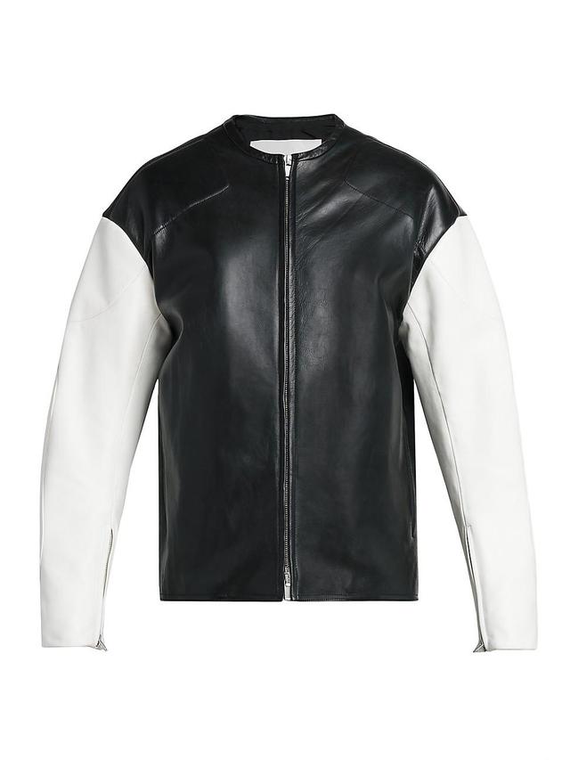 Mens Leather Boxy-Fit Jacket Product Image