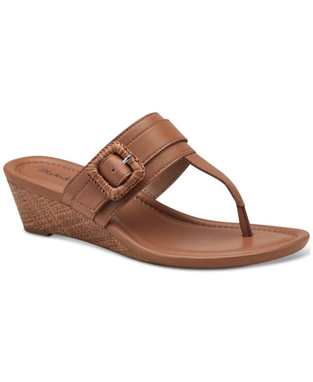 Style & Co Womens Polliee Buckled Thong Wedge Sandals, Created for Macys Product Image