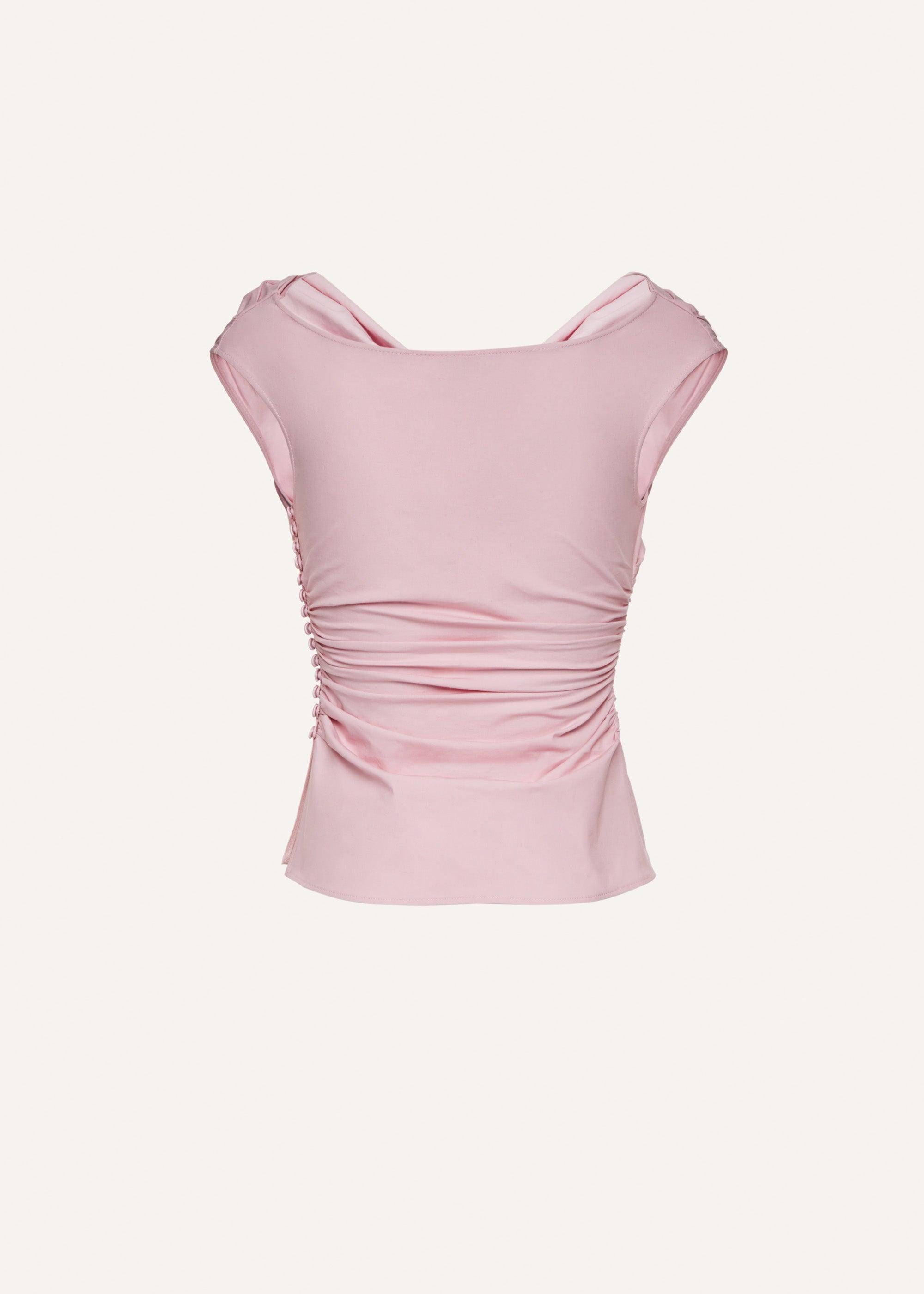 Off shoulder draped top in pink Product Image