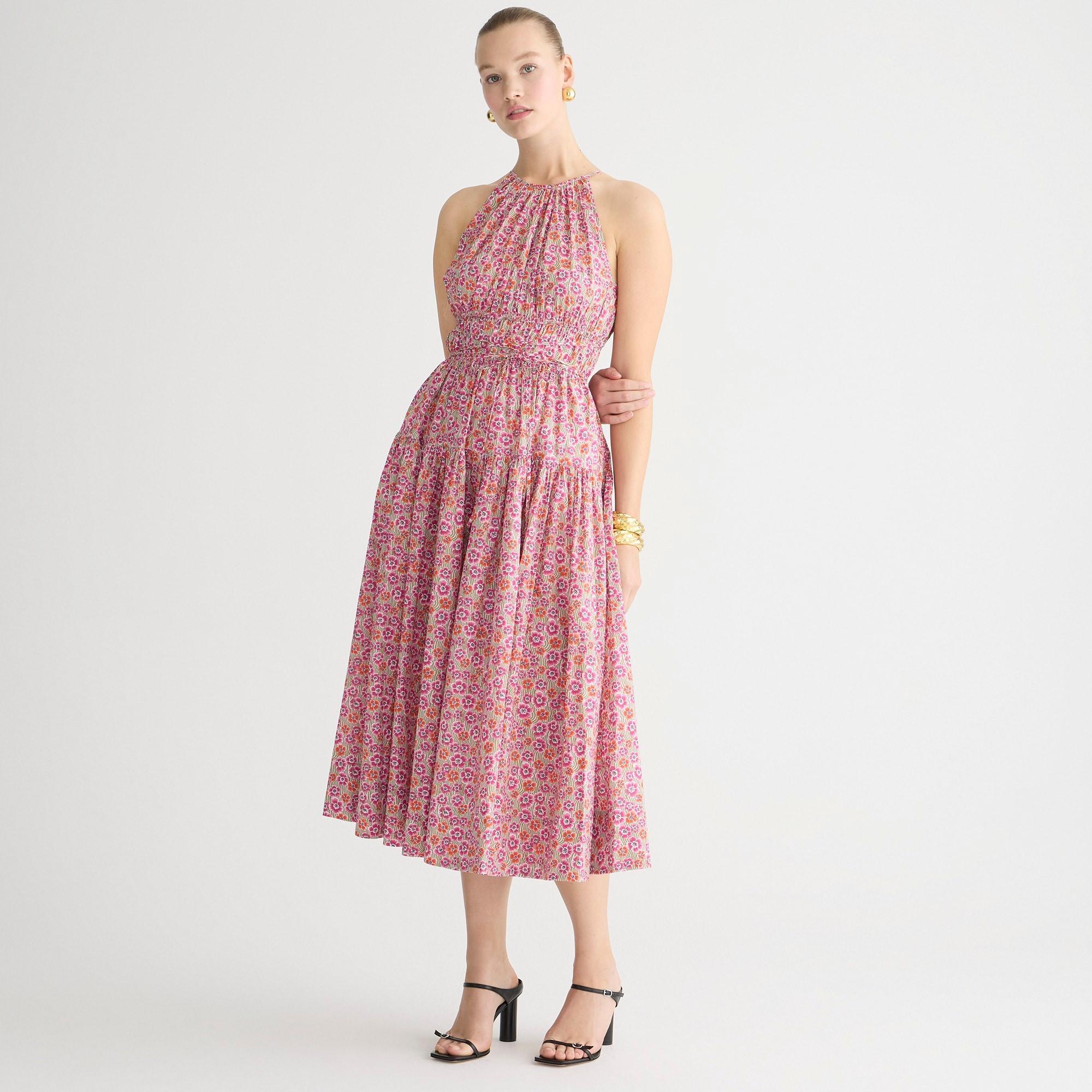 Tie-waist halter dress in Liberty® Ellie fabric Product Image