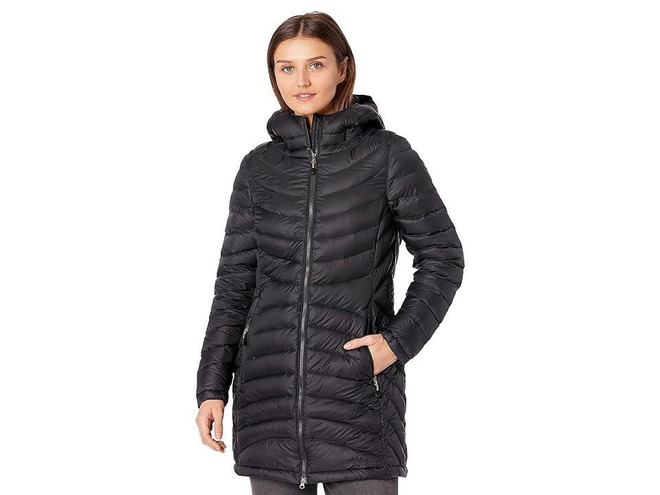 L.L.Bean Petite Ultralight 850 Down Hooded Coat (Black) Women's Clothing Product Image