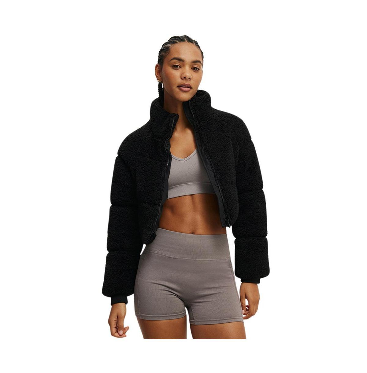 Cotton On Womens The Mother Puffer Cropped Sherpa Jacket Product Image