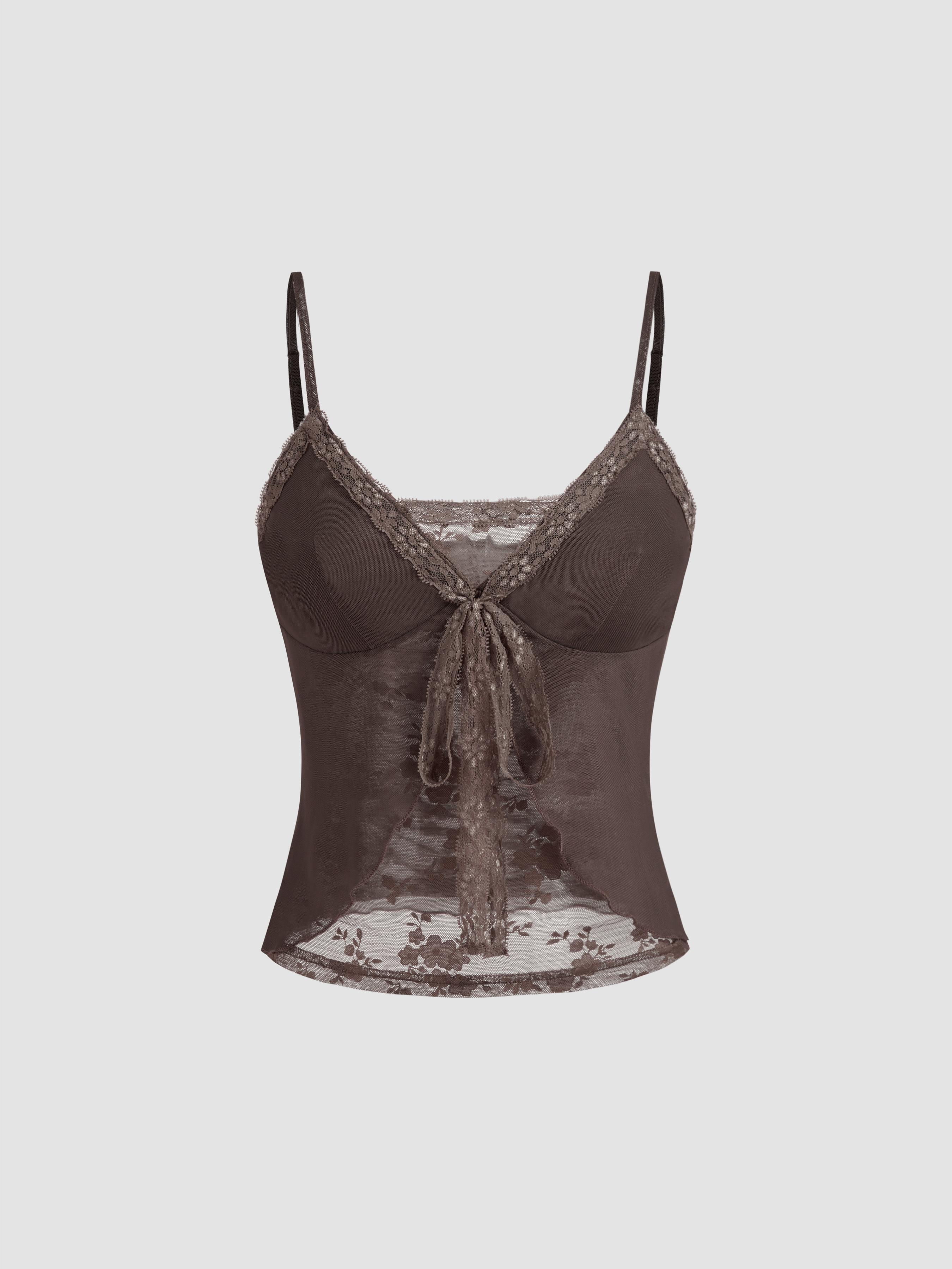 V-neck Lace Knotted Cami Top Product Image