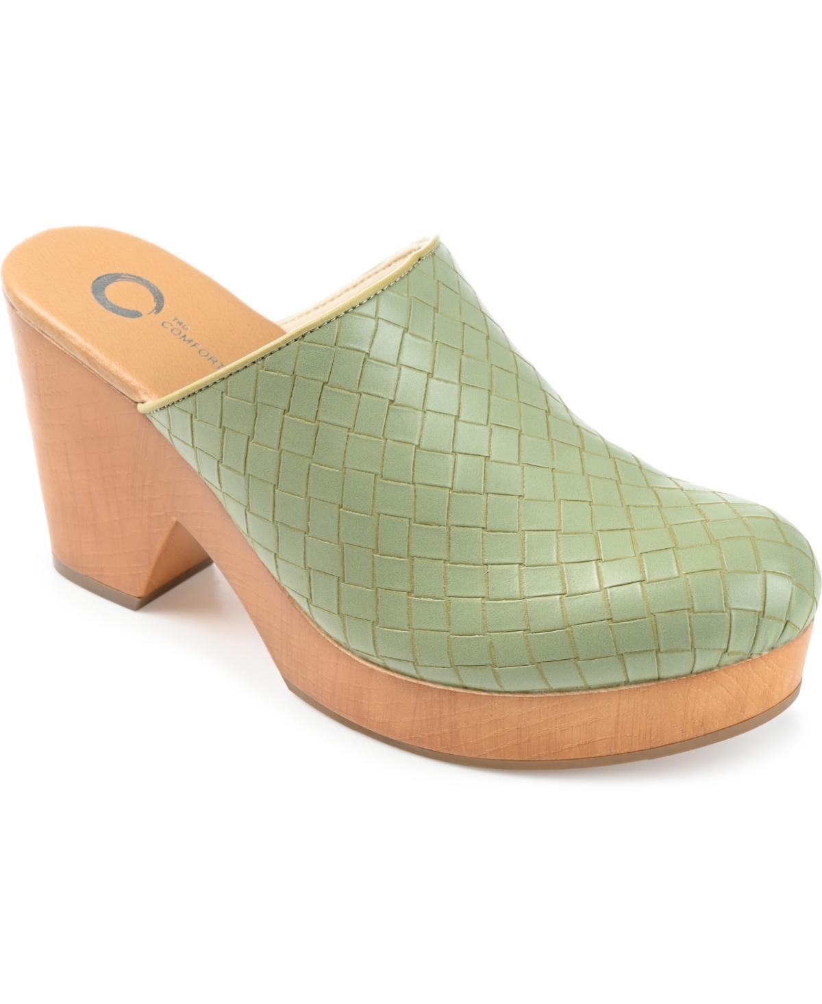 Journee Collection Womens Kelsy Woven Heeled Platform Clogs Product Image