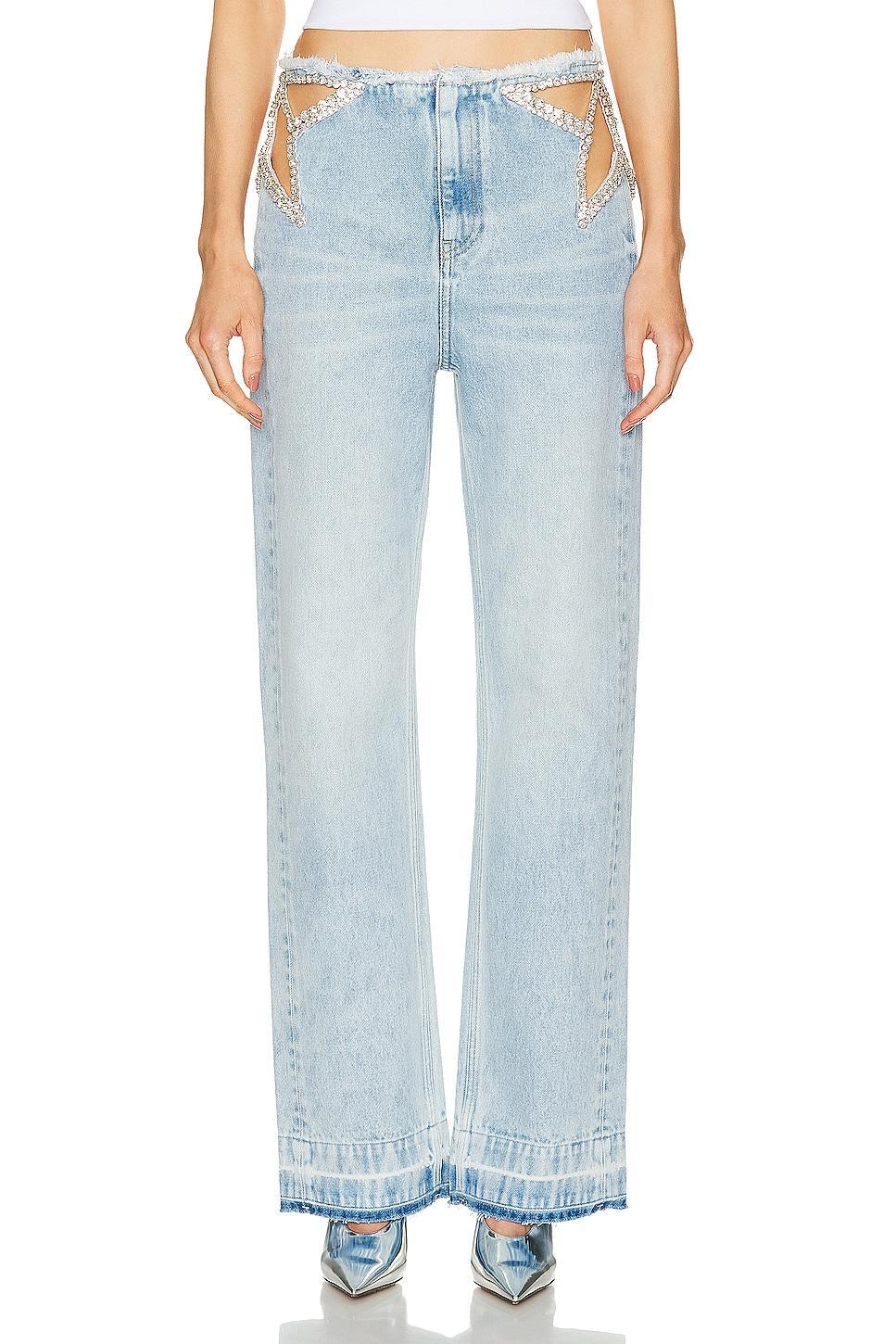 Stella McCartney Crystal Star Cutout Denim Jeans Product Image