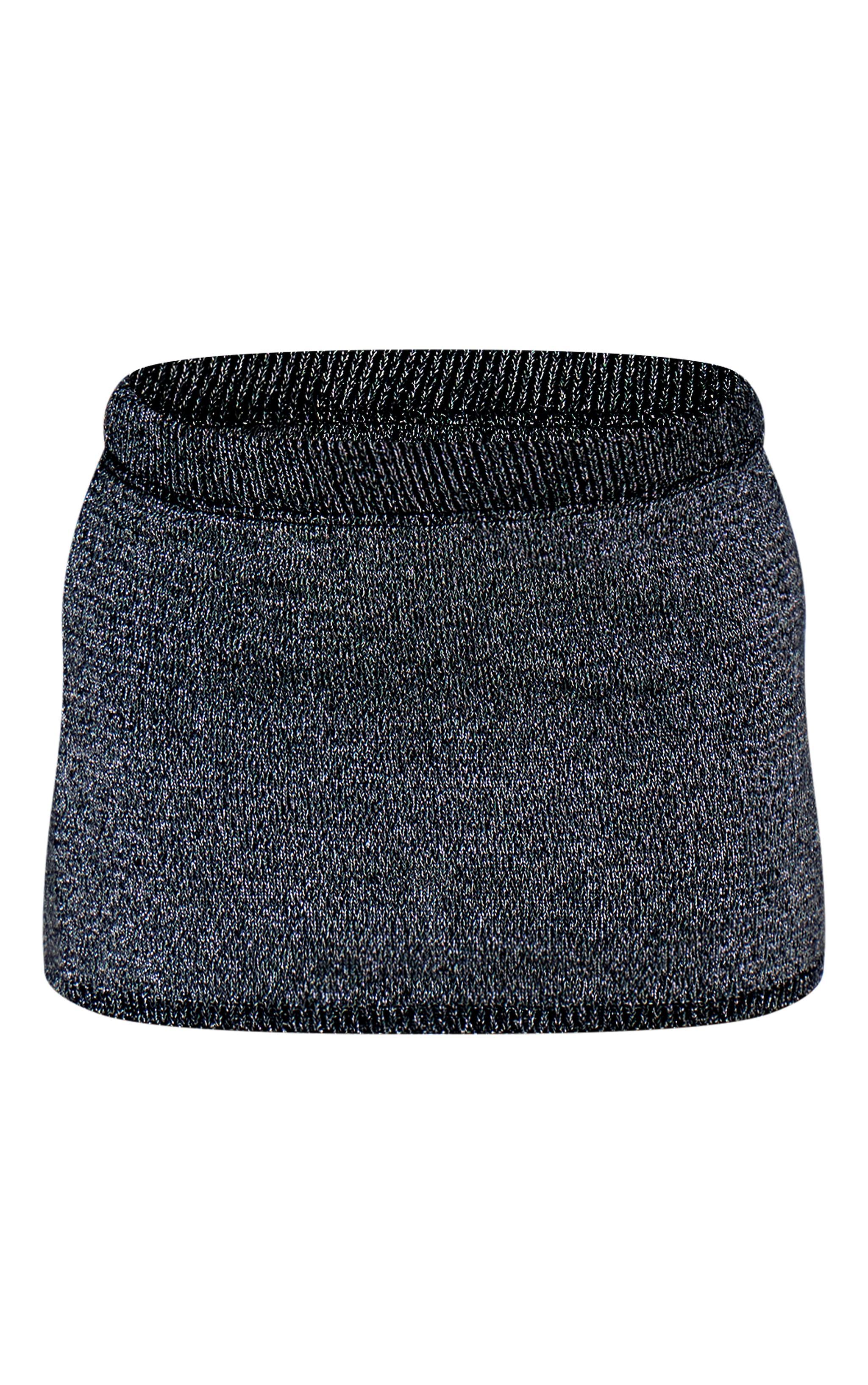 Black Lurex Knit Micro Mini Skirt Product Image