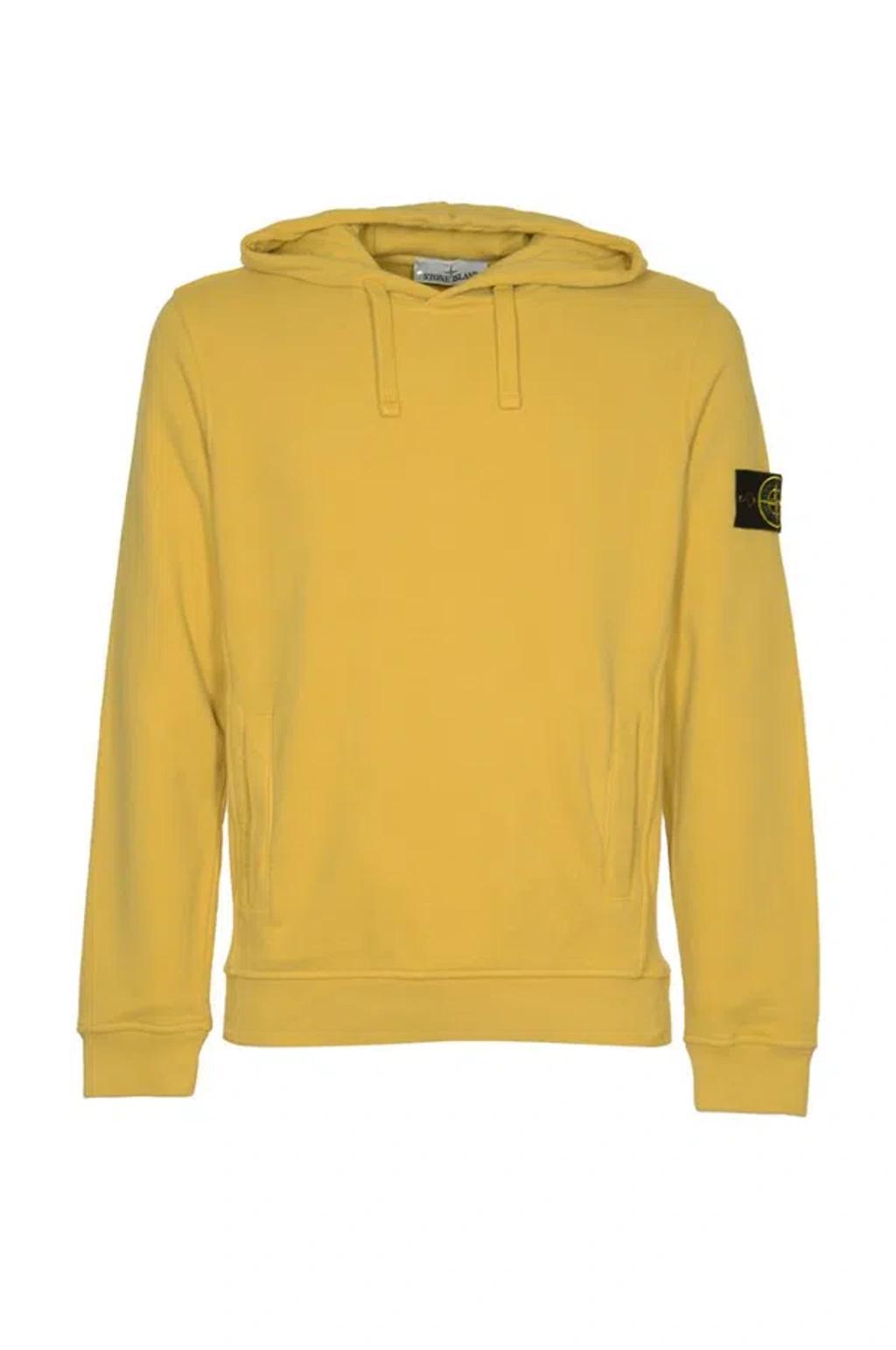 STONE ISLAND Compass Patch Drawstring Hoodie In Yellow Product Image