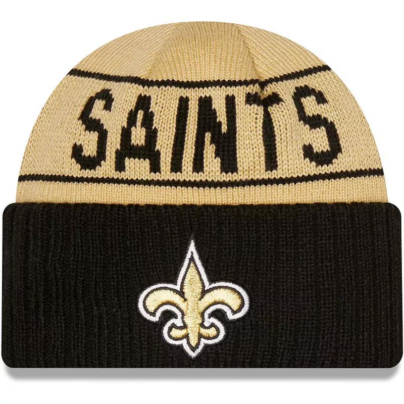 Mens New Era /Black New Orleans Saints Reversible Cuffed Knit Hat Product Image