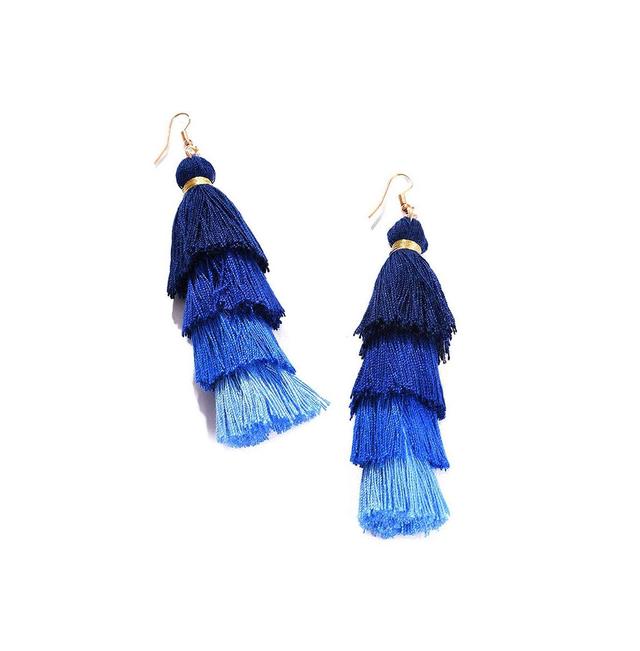 Sohi Womens Blue Tassel Drop Earrings Product Image