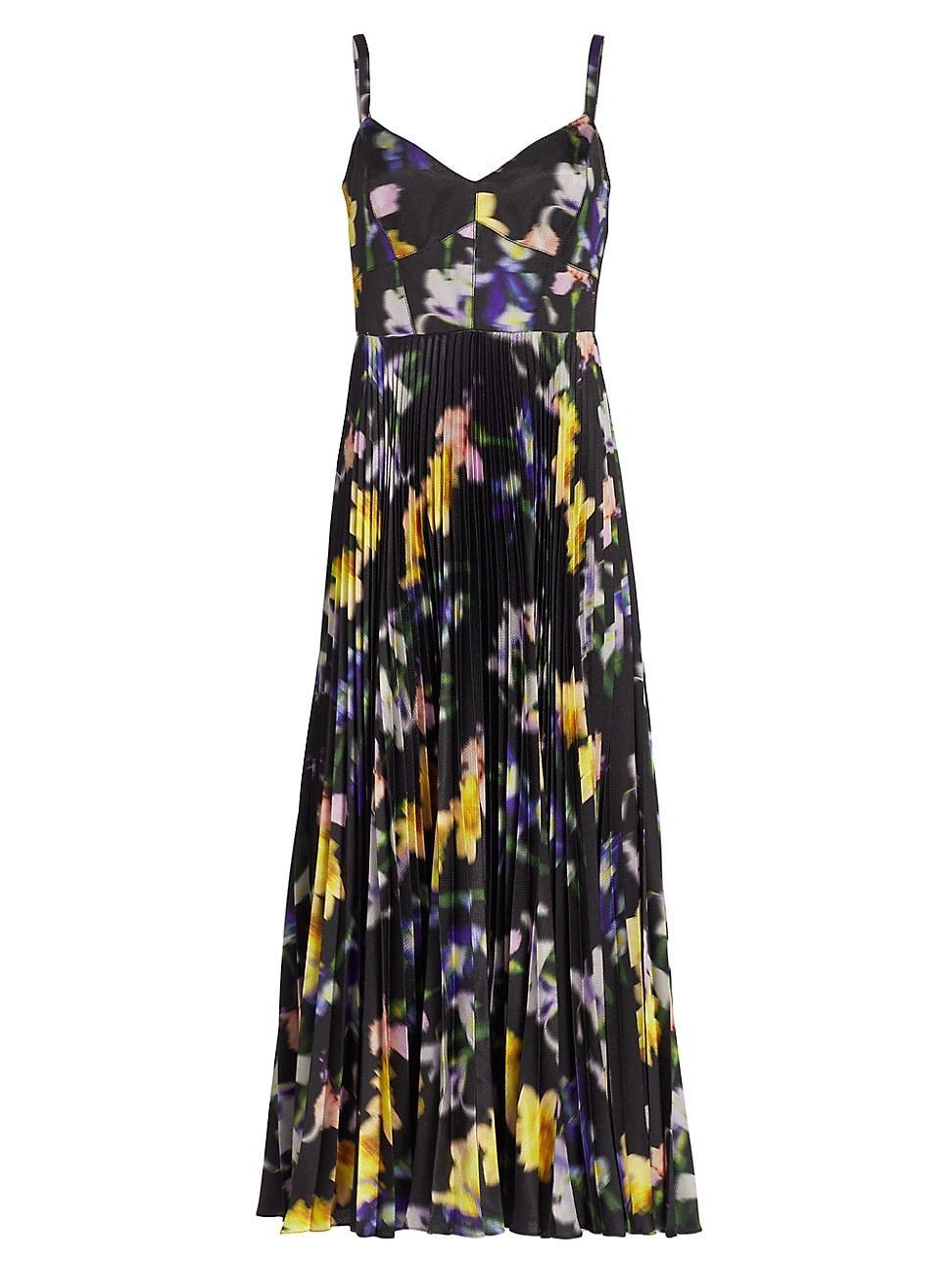 Womens Ella Floral Satin Midi-Dress Product Image