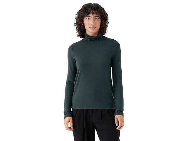 Eileen Fisher Scrunch Neck Top (Ivy) Women's Clothing Product Image