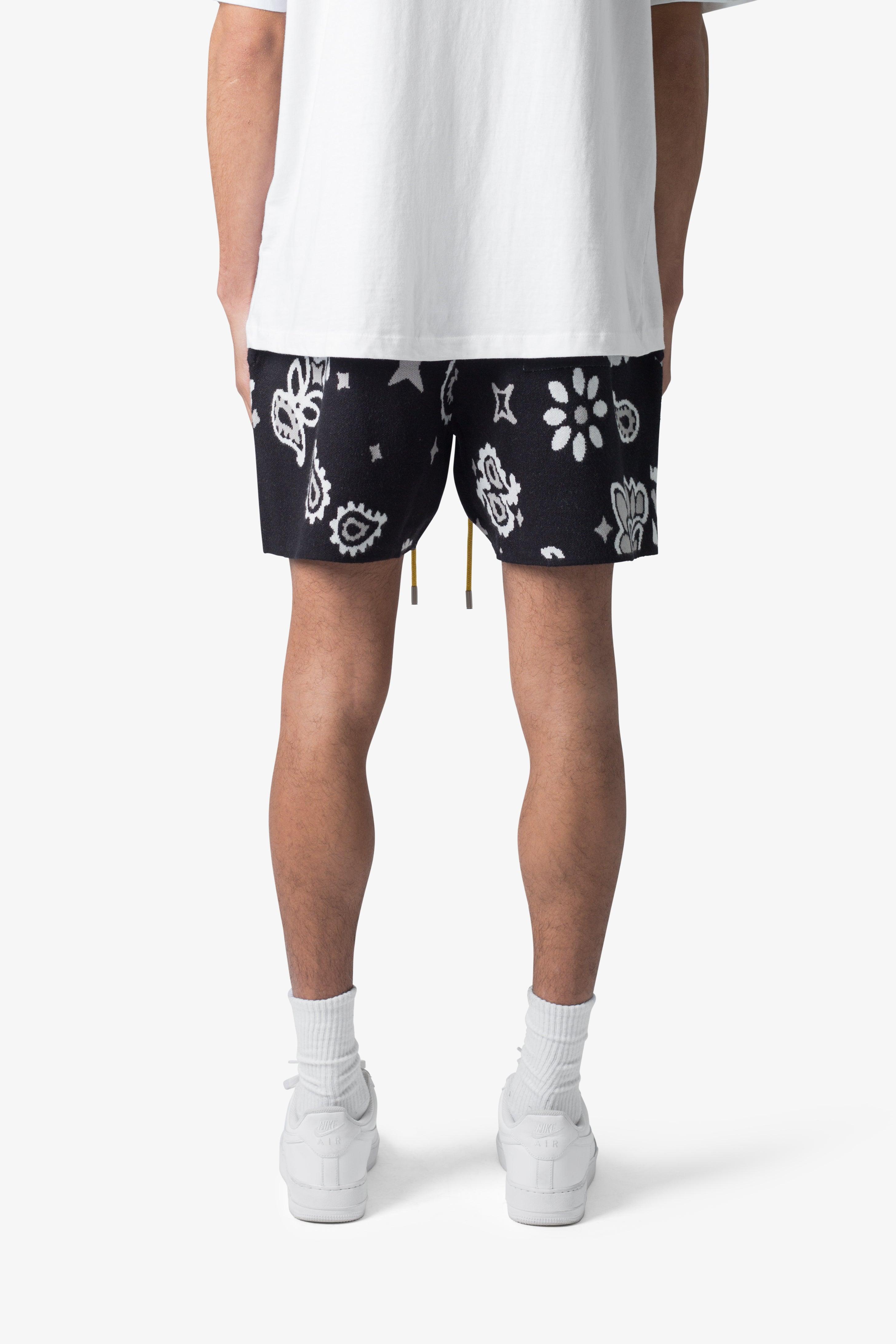 Paisley Knit Shorts - Black Product Image