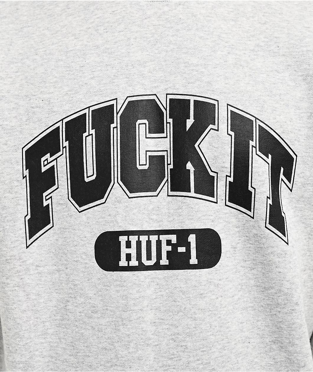 HUF Fuck it Grey Crewneck Sweatshirt Product Image