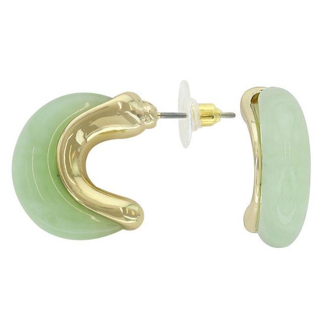 PANNEE BY PANACEA Gold Tone Simulated Resin Sculptural Huggie Earrings, Womens, Green Product Image