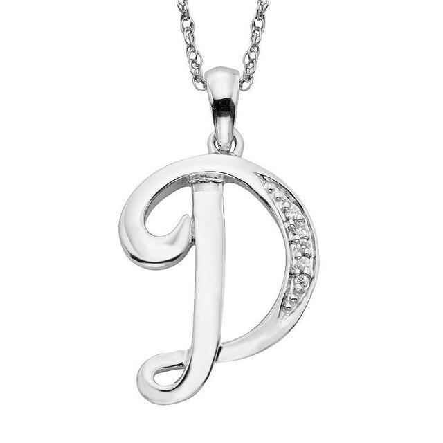 Sterling Silver Diamond Accent Initial Pendant, Womens Product Image