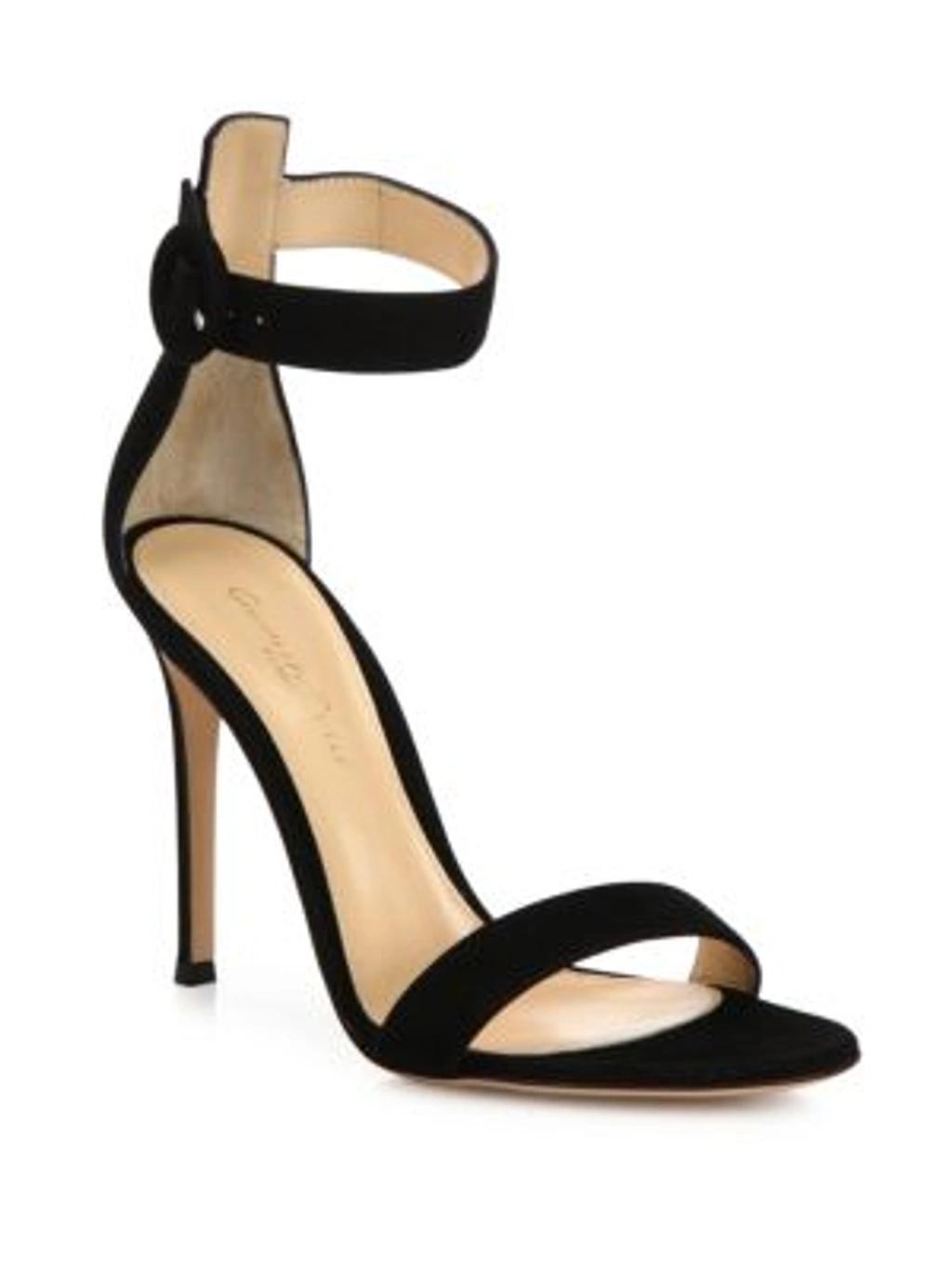 GIANVITO ROSSI Black Portofino 105 Suede Sandals In Nero Product Image