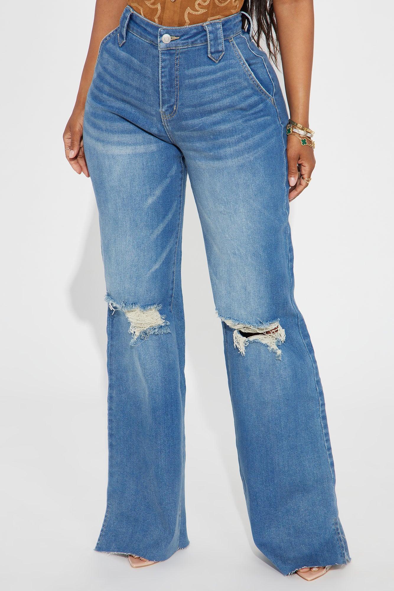 Doubling Down Ripped Flare Jeans - Medium Wash Product Image