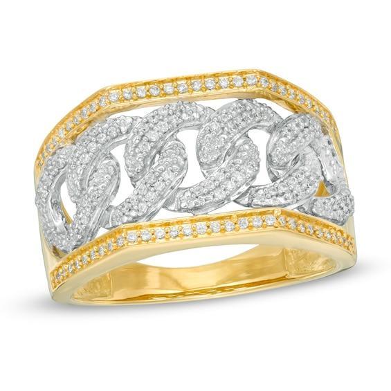 Men's 1/2 CT. T.w. Diamond Chain Link Ring in 10K Two-Tone Gold Product Image