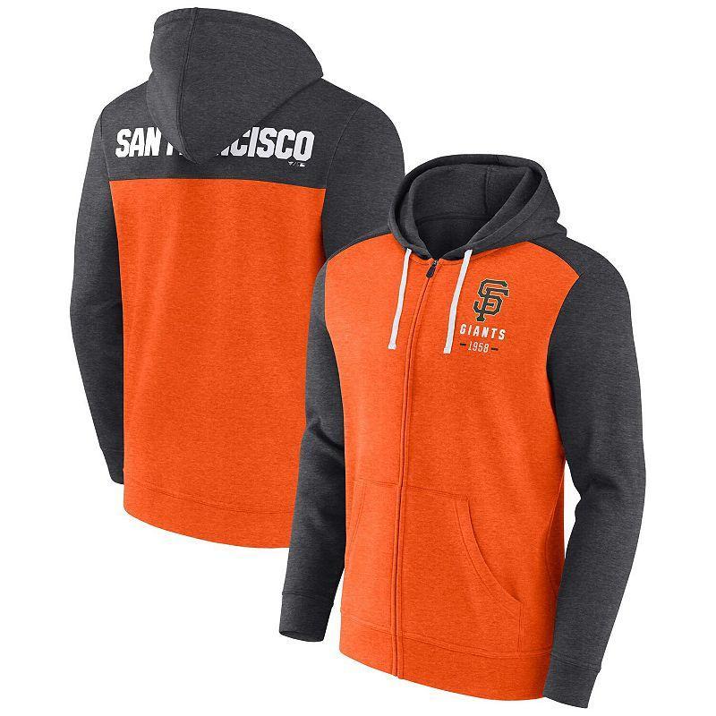 Mens Fanatics Branded Heathered Charcoal/Heathered Orange San Francisco Giants Blown Away Full-Zip Hoodie Product Image