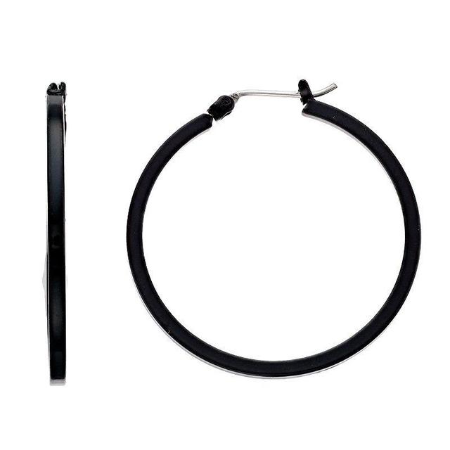 Simply Vera Vera Wang Black Tone Thick Hoop Earrings, Womens Product Image