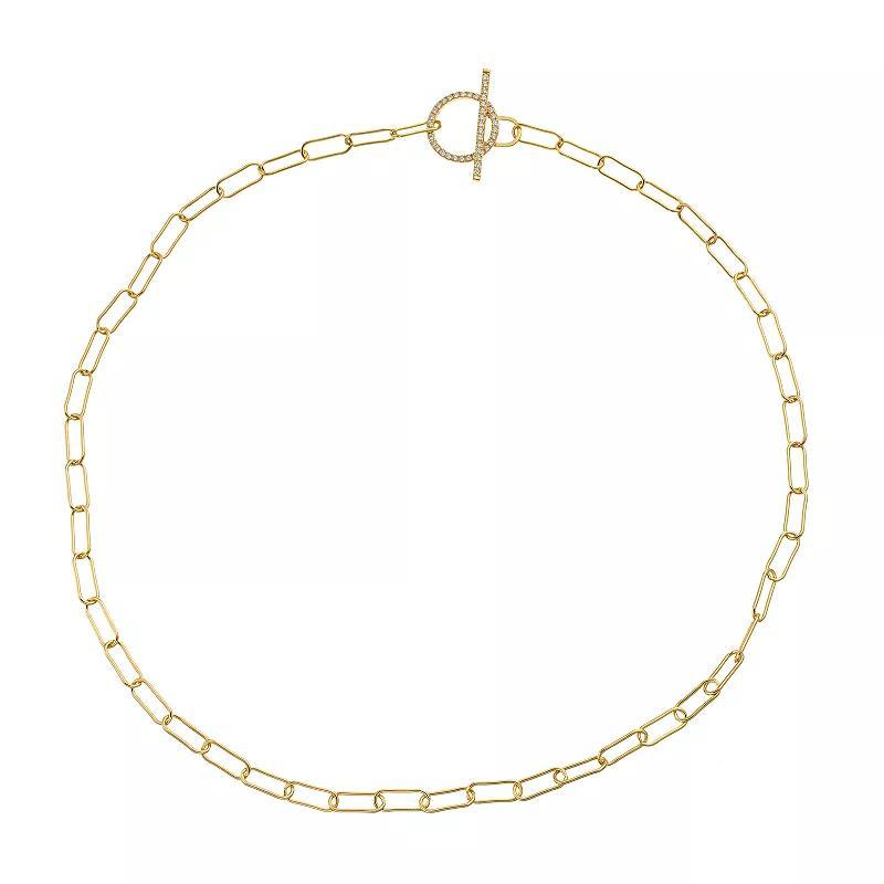 14K Gold Over Silver Cubic Zirconia Spring Ring Cable Chain Necklace, Womens Yellow Product Image