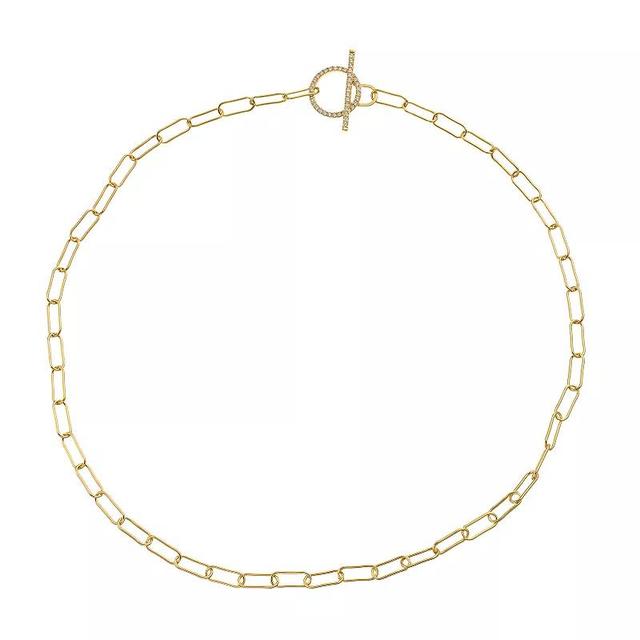 14K Gold Over Silver Cubic Zirconia Spring Ring Cable Chain Necklace, Womens Yellow Product Image