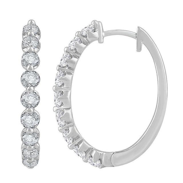 Diamond Medley 14k White Gold 2 Carat T.W. Lab-Grown Diamond Hoop Earrings, Womens, 14k Whgold Product Image