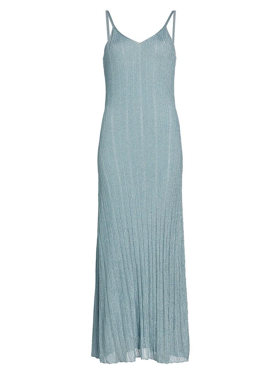 Womens Metallic Rib-Knit Maxi Dress Product Image