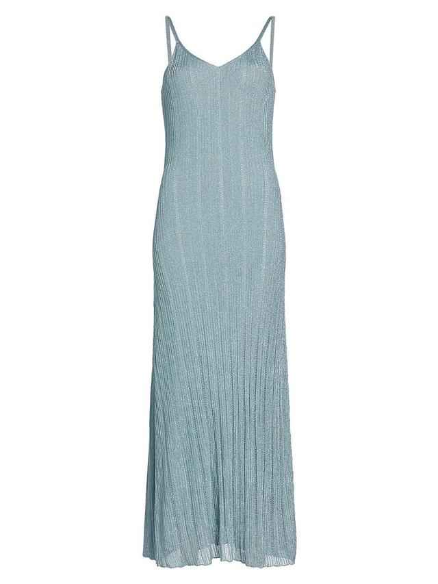 Womens Metallic Rib-Knit Maxi Dress Product Image