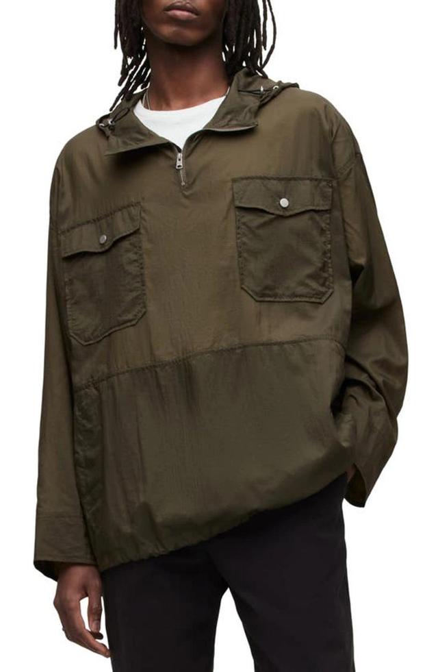 Punta Hooded Pullover Jacket In Khaki Green Product Image