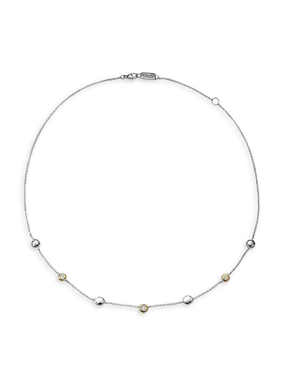 Womens Chimera Sterling Silver, 18K Yellow Gold, & Diamond Short Station Necklace Product Image