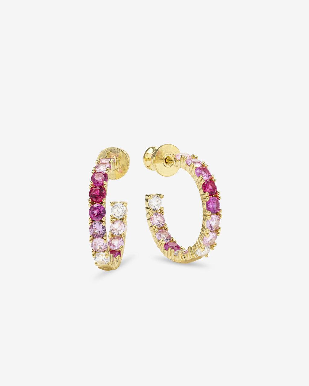 Heiress Ombré Hoops .75" - Gold|Pink Sapphire Ombré Product Image