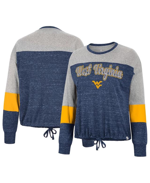 Womens Colosseum Navy West Virginia Mountaineers Joanna Tie Front Long Sleeve T-shirt Product Image