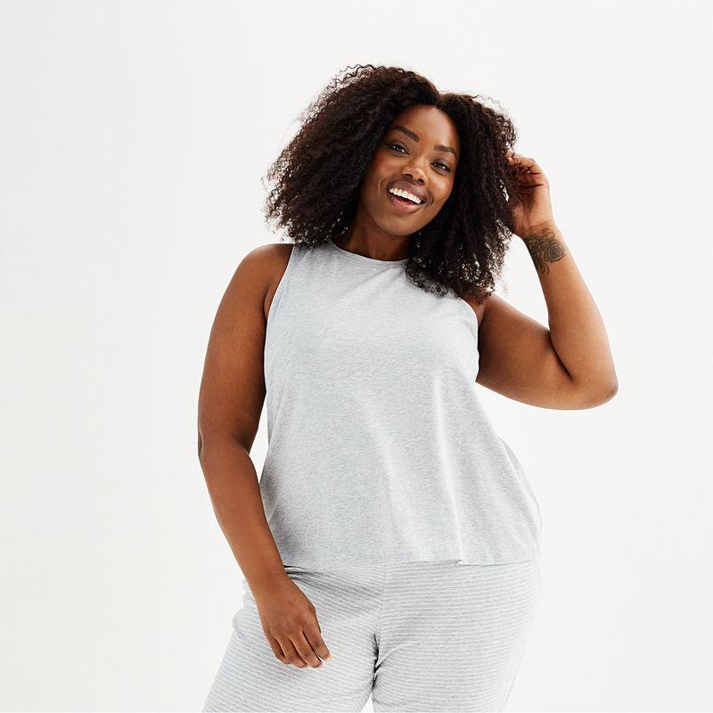 Plus Size Sonoma Goods For Life Cotton Modal Sleep Tank Top, Womens Medium Cumulus Grey Product Image