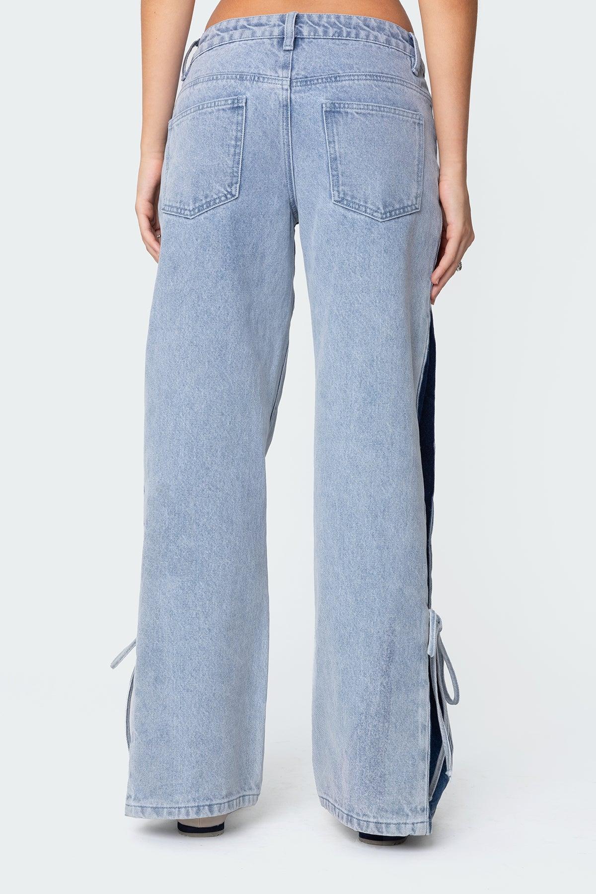 Contrast Split Washed Jeans Product Image