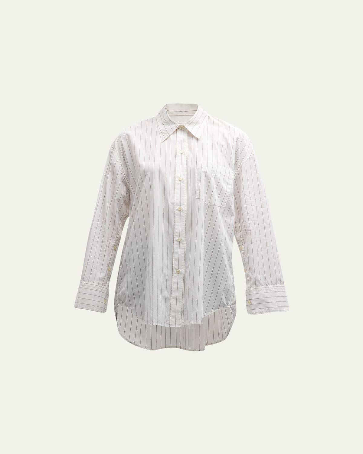 Cocoon Oversized Stripe Button-Front Shirt Product Image