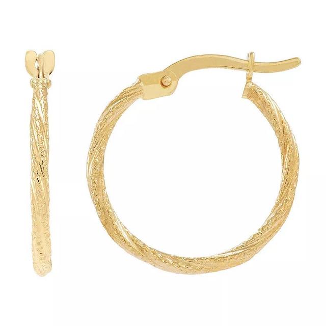 14k Gold Twist Hoop Earrings, Womens, Yellow Product Image