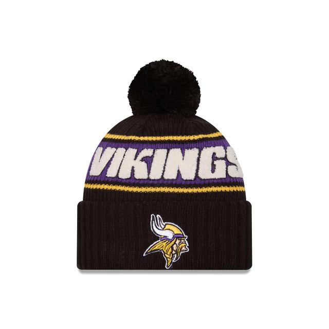 Minnesota Vikings 2024 Cold Weather Black Pom Knit Hat Male Product Image