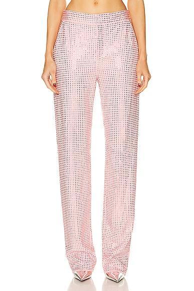 AREA Crystal Embellished Straight Leg Pant in Rose Product Image