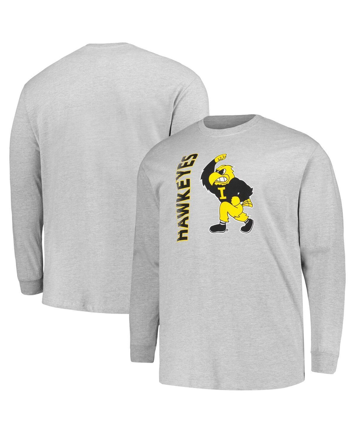 Mens Champion Heather Gray Iowa Hawkeyes Big & Tall Mascot Long Sleeve T-Shirt Product Image