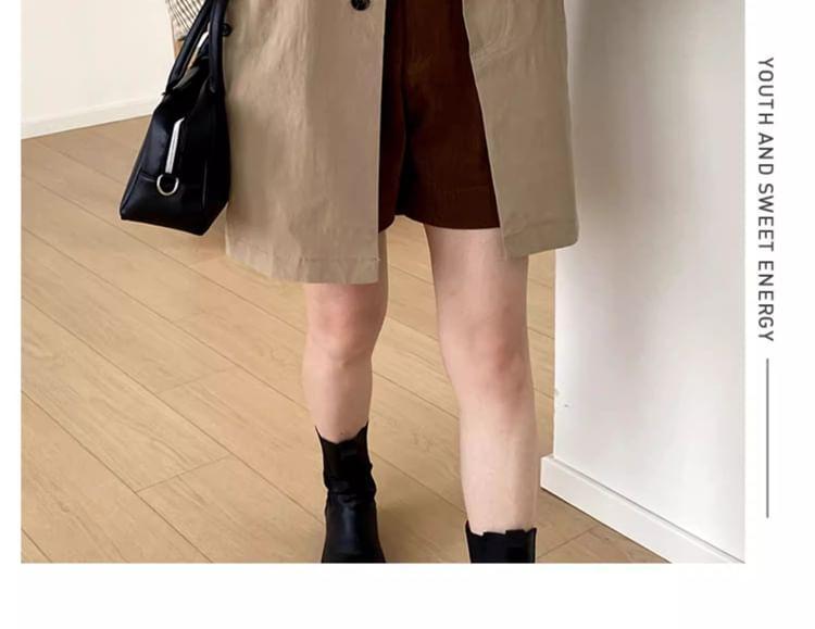 Collared Plain Button-Up Trench Coat Product Image