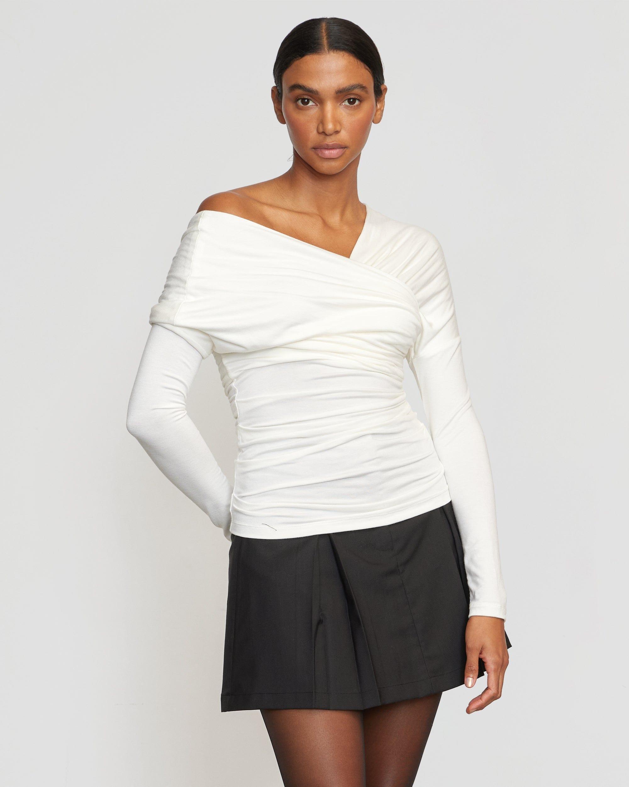 Theresa Ruched Off-Shoulder Long-Sleeve Tee Product Image