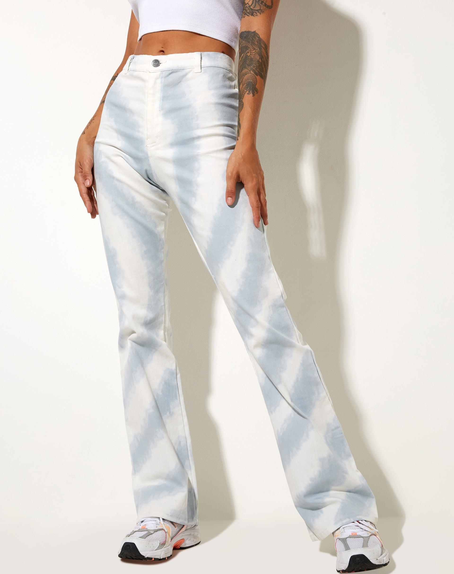 Zoven Trouser in Blue and White Swirl Product Image