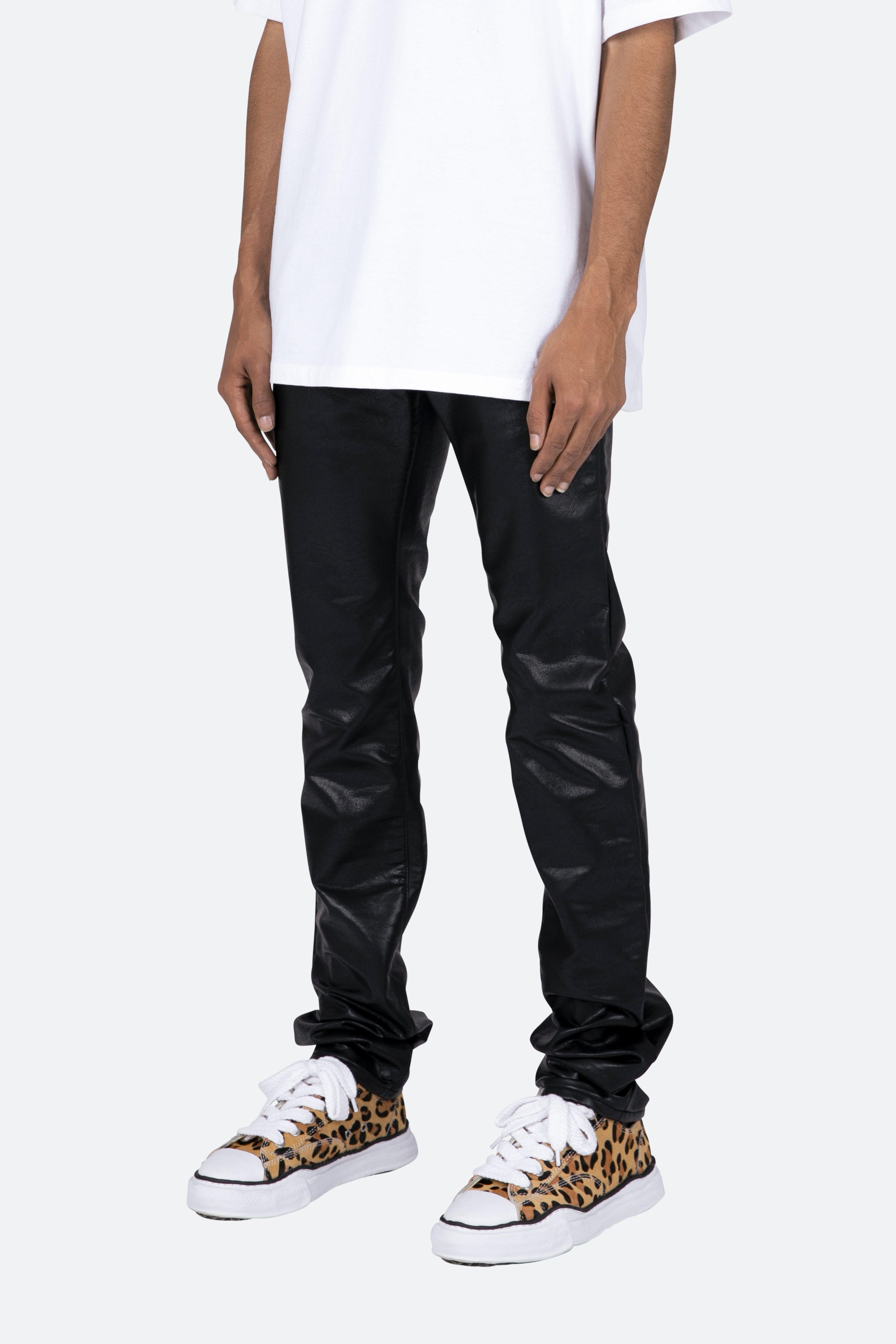 D481 Leather Straight Pants - Black Male Product Image